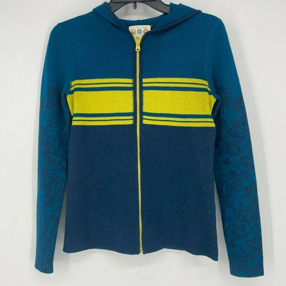 Title nine Jackets & Blazers - Title Nine Sweater Women's Sz XS Blue Knit Heather Hooded Full Zip Long Sleeves